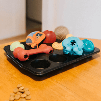 muffin pan dog toy